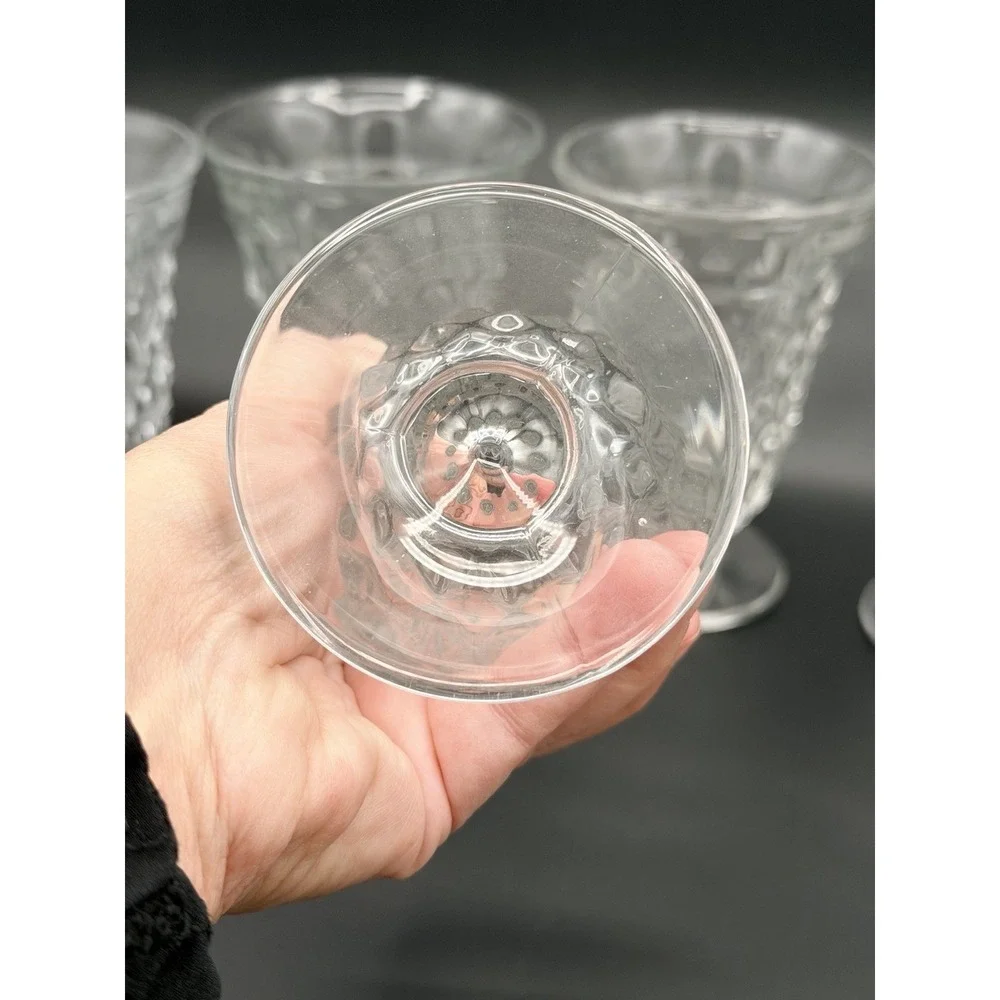 Vtg Fostoria American Clear Footed Iced Tea Glass Tumbler Set of 6 Cubed Pattern